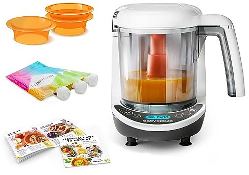 Baby Brezza One Step 3 in 1 Baby Food Maker | One Step Steamer, Blender & Processor | Includes 3 Reusable Food Pouches
