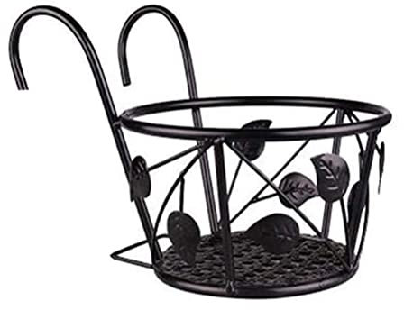 HUSHUI Hanging Railing Iron Planter Baskets Flower Pot Holder,Hanger Metal Fence Rail for Patio Balcony Porch Fence