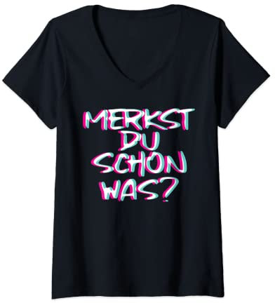 Damen Merkst Du Schon Was Trippy EDM | Festival Outfit Hardcore T-Shirt mit V-Ausschnitt