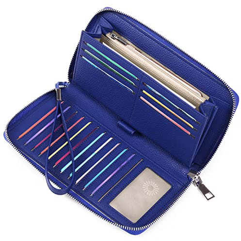 GAEKEAO Damen Geldbörse, große Kapazität Leder Damen Geldbörse Reißverschluss Kupplung mit RFID-Blockierung und Mehreren