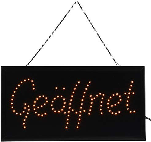 Dioche LED Leuchtreklame Werbung, LED Shop Schild Neonlicht Fenster Tür hängen Zeichen aus PVC-Rahmen und MDF-Rückplatt,geöffnet Schild led (Gelb)
