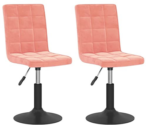 vidaXL 2X Chaises Pivotantes de Salle à Manger Chaises à Dîner Sièges de Cuisine Chaises de Repas Hauteur Réglable Intérieur Rose Velours