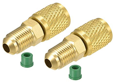 sourcing map Latón Recto Conexión 5/16SAE Macho a 1/4SAE Hembra Rosca Reducción Tubo Accesorios Adaptador, Paquete de 2