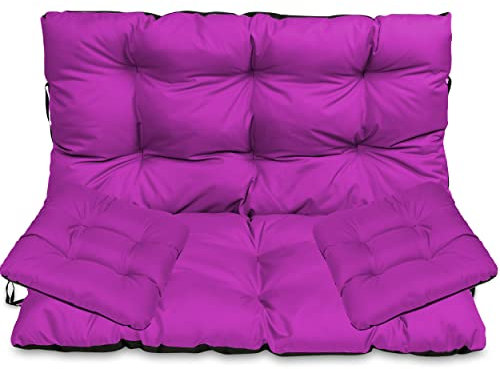 SuperKissen24. Sitzkissen Bankkissen Bankauflage - 100x50 cm und Rückenlehne 100x60 cm mit 2er 45x45 cm Stuhlkissen Set - Outdoor und Indoor - Rosa