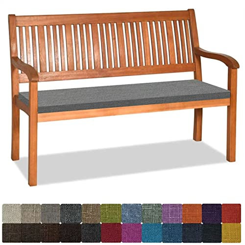 Bankauflage Stuhlkissen Bankkissen mit Krawatte Waschbar ,110x30x5cm,1 2 3 4-Sitzer Sitzkissen Rutschfeste Auflage für Gartenbank ,Küche,Terrasse Innen und Außenbereich,Dicker Leinenstoff,dunkelgrau