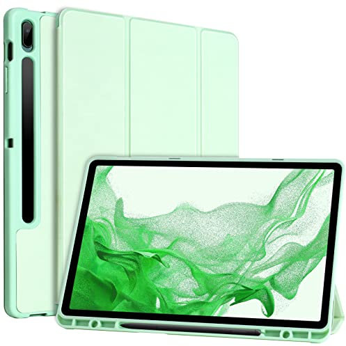 TQQ Hülle für Samsung Galaxy Tab S7 FE/ S8+ Plus/ S7+ Plus 12,4 Zoll, Schutzhülle für Galaxy Tab S7 FE 2021/S8+ 2022/Tab S7+ 2020 (12,4 Zoll), Mit Stifthalter und Mehreren Betrachtungswinkeln