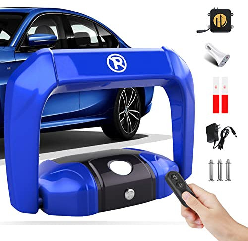 WYZCHDM Elektrisch Parksperre Intelligent Parkplatzsperre180° Antikollision Parkschloss Controlled Parking Barrier, IP67 Wasserdicht, mit Fernbedienung, Automatische Alarmierte Auffahrt Wache Saver-A