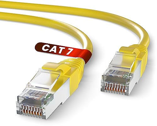 Mr. Tronic Cat 7 Ethernet Kabel 20m, CCA Hochgeschwindigkeits Ethernet Kabel, Innenbereich Patch LAN Netzwerkkabel mit RJ45 Stecker | 28AWG, SFTP geschirmtes Internetkabel (20 Meter, Gelb)