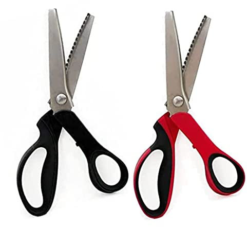 2 Zickzackschere, Zickzackschere, Bastelschere, Schere in verschiedenen Farben und Größen, Edelstahlschere, Stoffschneidschere, 5 mm, 2 Stück, 148332