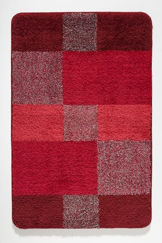 Kleine Wolke Badteppich Joana (LBH 120x70x2 cm) LBH 120x70x2 cm rot Badematte Badvorleger Duschvorleger Duschmatte Badeteppich