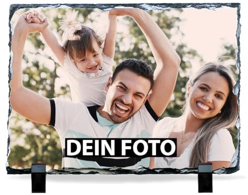 Schiefertafel mit Foto (20x15) Querformat - Schieferplatte personalisiert - Tafel aus Schiefer mit eigenem Bild