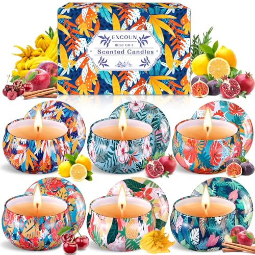 ENCOUN Duftkerze Set, Duftkerzen Geschenkset, Scented Candle Set (6 Pack), Natürliches Sojawachs Kerzen, Hawaii Serie Duftkerze für Weihnachten, Muttertag, Valentinstag, Geburtstag, Bad, Yoga