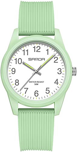 findtime Lila Damenuhren 5ATM Wasserdicht, Einfach Minimallistic Armbanduhr für Damen Silikon Armband Analog Quarz Sportuhr für Mädchen Frauen Kids