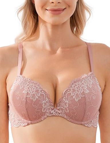 Wingslove Soutien-Gorge Femme Push Up Rembourré avec Armature en Dentelle Floral
