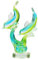 Xinkulas Art Glas Delphin Figur mundgeblasen Meereslebewesen - Zwei Delfine springen aus dem Meer (schwimmende Delfine)