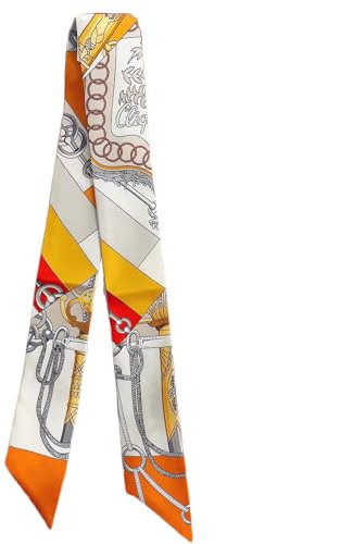 COtheSumay Schal aus 100% Maulbeerseide für Haare, Handtaschen, Gürtel, Taschen und Geldbörsen, 5,1 x 88,9 cm, Twilly Halstuch für Frauen, Domino Gelb Kaffee Farbe, 35.5×2 (90cmX5cm)
