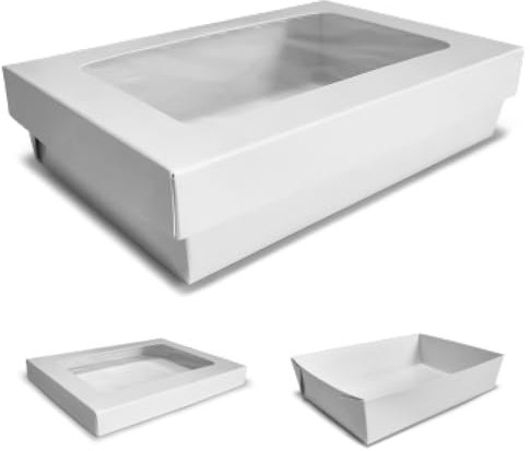 Rotoform, 20 PZ Scatole per Sushi e Dolci, Contenitore Take Away, Colore Bianco, Finestra Trasparente Quadrata, Contenitori in Cartone per Alimenti (S001 20 unità (Grande)