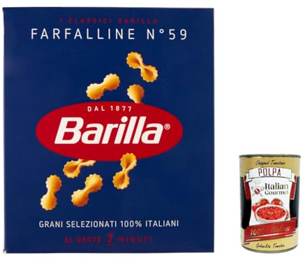 Italian Gourmet Pasta Farfalline n.59 formato piccolo mini 20 x 500g Nudeln | Ideale in brodo e minestre, kurze Kochzeit, zarte Schmetterlingsform für, Gesamtnettogewicht 10 kg + Kostenlos Polpa 400g