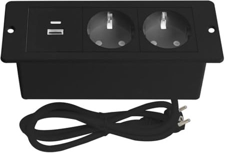 GothicBride Tischsteckdose PD20W Schnellaufladung Versenkbare Steckdose 2-Fach Einbausteckdose mit USB Mehrfachsteckdose für Konferenzraum-Arbeitsplatte(Schwarz)
