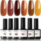 Modelones UV Nagellack Braun, 6 Farben Gelb Orange Glitzer Gel Nagellack Set für Herbst Winter Gel Nail Polish UV LED Nägel Gellack Nail Art Manicure