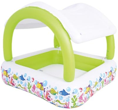 Piscina inflable con parasol, piscina cuadrada para piscina muy grande para piscina para piscina segura con sombrilla para jardín o terraza