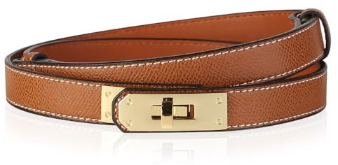 Ceihwa Dünner Gürtel Damen Schmal Leder PU Braun Goldene Schnalle Verstellbarer Schmaler Gürtel für Kleid Damen Skinny Ledergürtel Klassisch Einfarbig Waist Belt Women Elegant Hüftgürtel.
