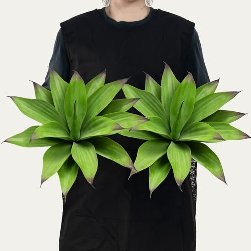 Ttranewsoo Piante di agave artificiale, grandi piante di agave finta, resistenti ai raggi UV, per decorazione di interni ed esterni (2 pezzi, 38,1 cm)