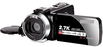 nmbhus Night Vision 2K Camcorder 16X Zoom Infrared Vlogging Video Camera 2.7K 30MP Portable Digital Recorder Live Streaming(No SD Card,Only Camera)