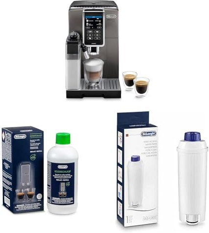 De'Longhi Dinamica Plus ECAM 372.95.TB Kaffeevollautomat mit LatteCrema Milchsystem + Original EcoDecalk DLSC 500 Entkalker Wasserfilter DLSC002