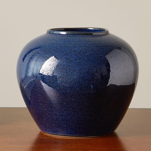Smiletag Blaue Vase für Heimdekoration, minimalistische Keramikvasen, große Vasen für Wohnzimmerdekoration, große blaue Vase, runde Vasen für Tisch, Kaminsims, Regaldekoration