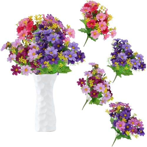 astylishome Artificial Flowers for Graves Faux Flower Arrangements Fake Floral Bouquets with Long Stem Table Centerpieces for Dinning Roon Table Kitchen Decoration 2108