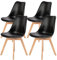 Sweetrcrispy Esszimmerstühle 4er Set,PU Leder Stühle Esszimmer,Modern Küchenstuhl mit Holzbeinen,Gepolsterter Esstisch Stuhl,Eesszimmerstuhl für Esszimmer,Küche,Modernes Schwarz