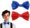 GEEHUA 2 Stück 12 cm Glitzer Fliege Herren, Fliege Glitzer Fliege Herren Hochzeits Pailletten Fliege Pailletten Fliegen für Männer Glitzer Showman Kostüm Karneval Mottoparty(Rot+Blau)