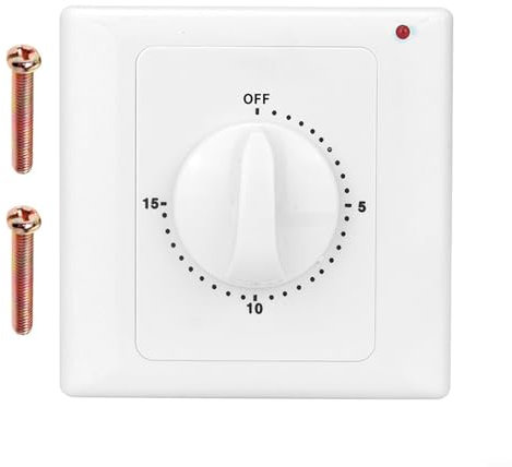 HomeVortex Mechanischer Countdown-Timer-Schalter, Zeitschalt-Steckdosen, Haushalts-Timer-Kontrollschalter, für Haushaltsgeräte (Timing 15 Minuten)