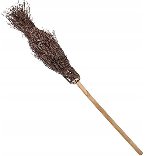 Reisigbesen Hexenbesen Birke Strohbesen Halloween Karneval Kehrbesen Fasching Kostümzubehör Holz Natur 150cm lang