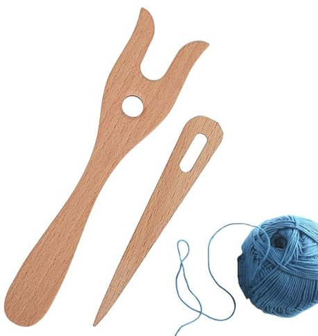 Genérico Luceta Wood - Juego De Agujas De Madera De Chas Grande | Trenza De Tenedor De Madera Para Artesanía, Pulsera De Bricolaje, Herramienta De Punto Decorativa, Conjunto De Agujas De Ojos Grandes,