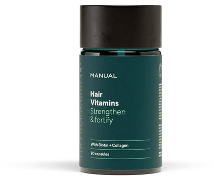 Manual Biotin & Collagen Hair Growth Vitamins (90 Capsules) – Supports Thicker, Healthier Hair – with Essential Nutrients for Hair Loss & Thinning – Take 1 Daily – 3 Month Supply