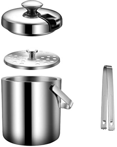 PRETYZOOM 2 Juegos Cubo De Hielo De Doble Capa Contenedor De Hielo Máquina De Hielo Nieve Exterior Cubos De Hielo De Vino Cubeta De Hielo Congelador Cono Barril Frío Acero Inoxidable Silver