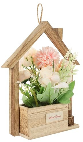 Zerodeko Wall-Mounted Flower Pot Wooden Rustic Hanging Planter for Home Wall Decoration Living Room Garden Display