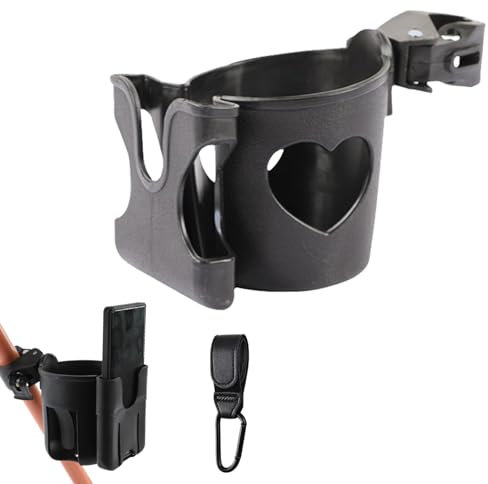 Pram Cup Holder, Cup Holder for Pram, Pram Accessories Pushchair Accessories with Phone Holder Coffee Stroller Holder Bike Cup Holder, Pram Accessories Pushchair for Pram Buggy Bike(Black)