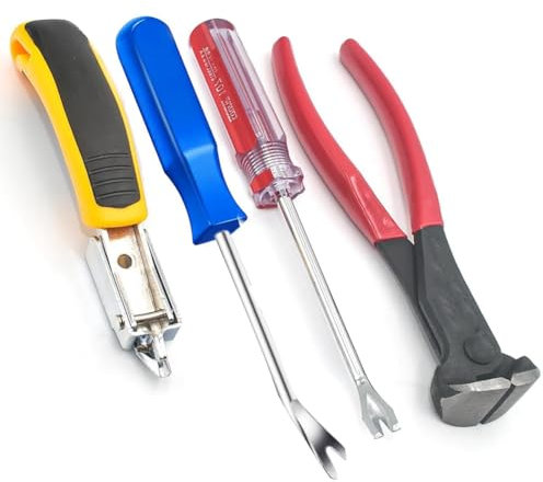 Epdpekc 4-Teiliges Heftklammerentferner-Set, Puller, Nagelentferner, Werkzeugset, Nagelzieherzange, Heftklammerzieher, Lifter, Befestigungselement-Entferner