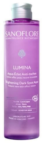 Sanoflore Aqua Eclat Bio-Fleckenentferner – Micro-Peeling Gesichtslotion – Milchsäure, AHA/BHA – Bio & Vegan – Entfernt Flecken und hellt den Teint auf – 99 % Inhaltsstoffe natürlichen Ursprungs – 200