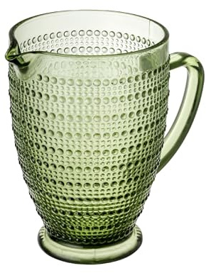 Baroni Home Caraffa in Vetro Verde con Dettagli in Rilievo a Pois, Brocca con Manico, Design Moderno, Caraffa con Sistema Antigoccia, Facile da pulire, Bevande Calde e Fredde, 1L, 20x13x19 cm