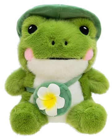 Xiyocadt Frosch Kuscheltier,Frosch Plüschtiere mit Cartoon RucksackIm,Stofftier zum Kuscheln und Spielen,Plüsch Spielzeug Puppe Geschenk für Mädchen und Jungen (25cm)