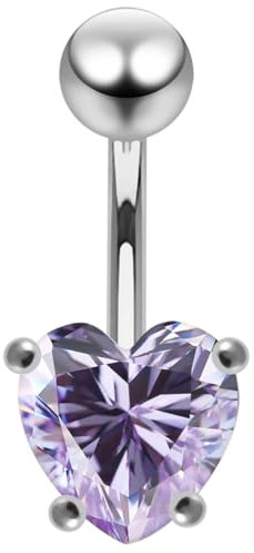 Monster Piercing Lavendel 6MM Herzstein CZ Design 925 Sterling Silber Bauch Bar Piercing