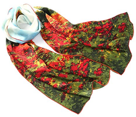 Prettystern P602 160cm Femme longue Écharpe Foulard en Soie d´art tableau peinture Claude Monet Les coquelicots
