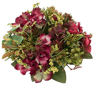 swerox Christmas Candle Ring Burgundy Hydrangea 7.5 Centimeter