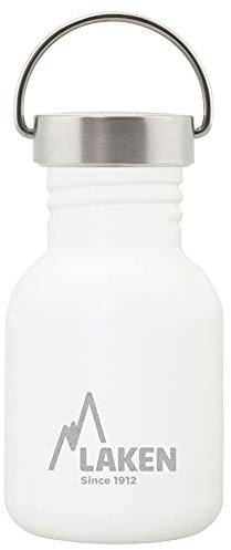 LAKEN Sehr Robusta Edelstahlflasche 0,35l Weiß Mit Vintage Deckel, Unisex, Botella De Acero Inoxidable Muy Para Adultos 35 L Color Blanco Con Tapa (White), 0.35