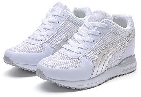 Kimpola Scarpe con Zeppa Donna Interna Sneakers Zeppa Interna Scarpe da Ginnastica Sportive Fitness Alta Platform Tacco 7 CM Grigio Nero Bianca Rosa 34-40 EU