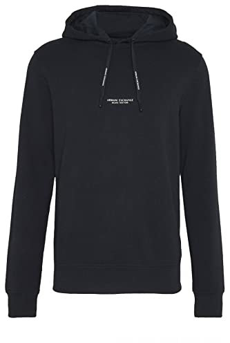 A?X Armani Exchange Herren Pull-Over Hooded Sweatshirt with Front Back Logo Kapuzenpullover, Marineblau, Small